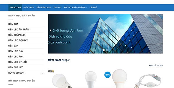 Mẫu web bán bóng đèn