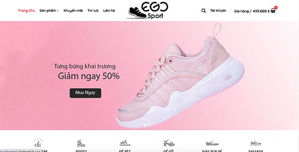 Mẫu web shop bán giày cao cấp